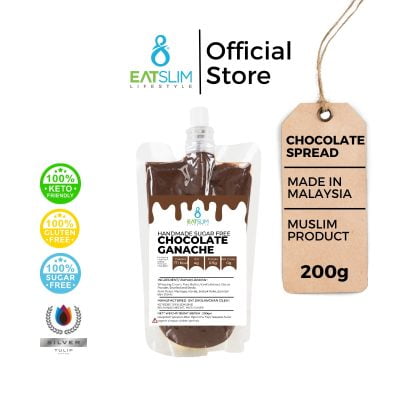 Eatslim Lifestyle Chocolate Spread Ganache 200gm [Sugar Free, Gluten Free, Atkin, Keto Friendly] Diet Mudah Sedap