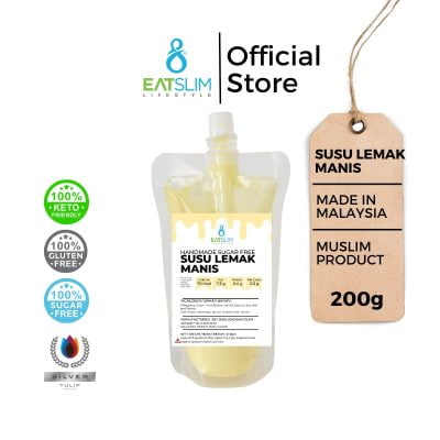 Eatslim Lifestyle Susu Lemak Manis 200gm [Sugar Free, Gluten Free, Atkin, Keto Friendly] Diet Mudah Sedap
